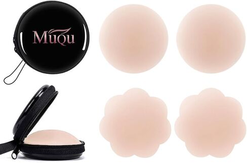 MUQU Pasties Nipple Covers - Silicone Nipple Covers Reusable Adhesive Invisible Nippleless Cover Breast Petals for Women in Kuwait