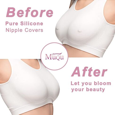 MUQU Pasties Nipple Covers - Silicone Nipple Covers Reusable Adhesive Invisible Nippleless Cover Breast Petals for Women in Kuwait