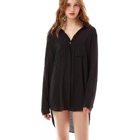 TOUSYEA Sleep Shirts for Women Button Down Shirts Long Sleeve Sleepwear Swimsuit Cover Ups Soft Pajama Tops