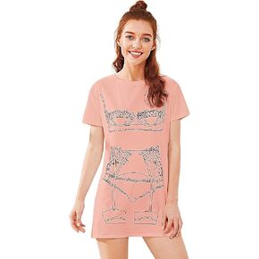Floerns Women's Funny Lingerie Nightgown Cute Print Tshirt Sleepdress