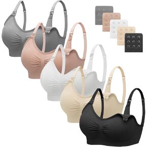 Angelhood Nursing Bra 5 Pack Womens Maternity Breastfeeding Bra Seamless Wireless Sleep Bra with Bra Extenders in Kuwait
