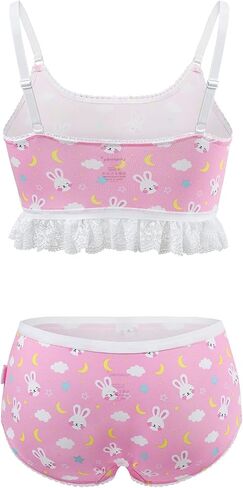 Littleforbig Lacy Trim النساء ملابس نوم حزام ملابس النوم كامي أعلى السراويل الملابس الداخلية Bralette مجموعة ملابس النوم - Snuggle Bunny in Kuwait
