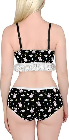 Littleforbig Lacy Trim Women Nightwear Strap Sleepwear Cami Top Shorts Lingerie Bralette Loungewear Set - Snuggle Bunny in Kuwait