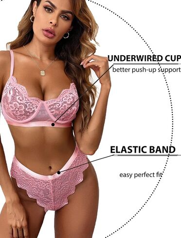 Avidlove Women Lingerie Sexy Sets with Underwire Lace Bra and Panty Set Push Up Two Piece Lingerie in Kuwait
