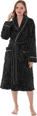 PAVILIA Women Plush Fleece Robe, Soft Textured Bathrobe, Lady Cozy Spa Long Robe in Kuwait