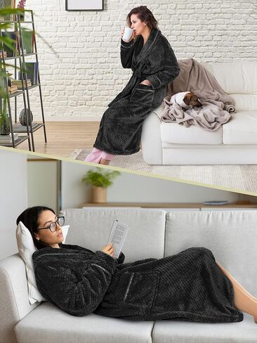 PAVILIA Women Plush Fleece Robe, Soft Textured Bathrobe, Lady Cozy Spa Long Robe in Kuwait