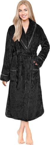 PAVILIA Women Plush Fleece Robe, Soft Textured Bathrobe, Lady Cozy Spa Long Robe in Kuwait
