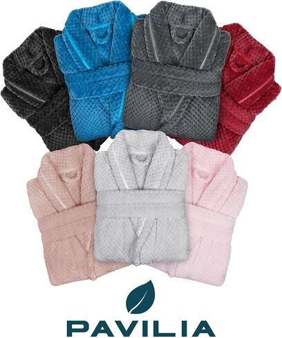 PAVILIA Women Plush Fleece Robe, Soft Textured Bathrobe, Lady Cozy Spa Long Robe in Kuwait