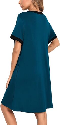 SWOMOG Women Zipper Front House Coat Short Sleeves Robe Zip up Bathrobes Short Nightgown with Pockets in Saudi Arabia