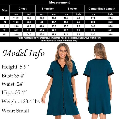 SWOMOG Women Zipper Front House Coat Short Sleeves Robe Zip up Bathrobes Short Nightgown with Pockets in Saudi Arabia