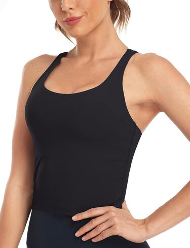 HeyNuts Longline Zeal Bras Medium Impact Wirefree Sports Bras Workout Tank Tops with Removable Pads, A-D Cups in Saudi Arabia