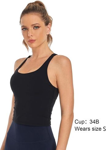 HeyNuts Longline Zeal Bras Medium Impact Wirefree Sports Bras Workout Tank Tops with Removable Pads, A-D Cups in Saudi Arabia