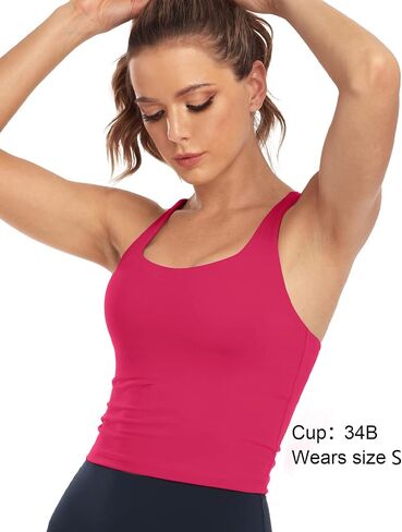 HeyNuts Longline Zeal Bras Medium Impact Wirefree Sports Bras Workout Tank Tops with Removable Pads, A-D Cups in Saudi Arabia