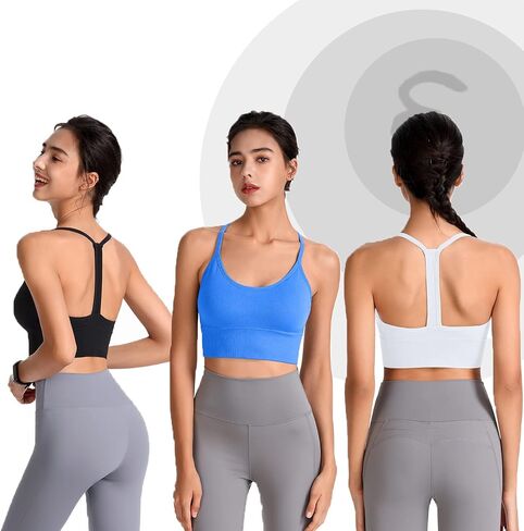 حمالات صدر رياضية Evercute Racerback مبطنة على شكل Y Racer Back مقصوصة لليوجا وتمارين اللياقة البدنية ذات تأثير منخفض in Kuwait