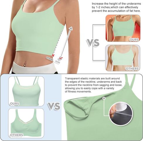 ECOPARTY Sports Bras for Women Quick-Dry Padded Wirefree Workout Crop Cute Tank Tops Camisole Yoga Fitness Running Gym in Kuwait