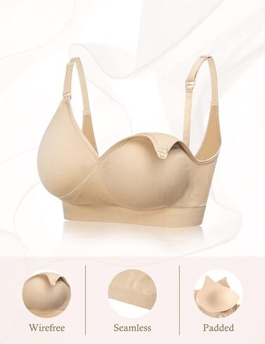 Pumping Bra Hands Free Seamless Comfort PatentedClasps Nursing and Pumping Bra in One Breast Pump Bra All Day Wear in Kuwait