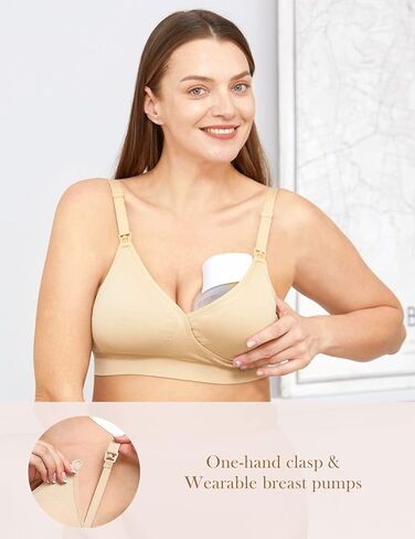 Pumping Bra Hands Free Seamless Comfort PatentedClasps Nursing and Pumping Bra in One Breast Pump Bra All Day Wear in Kuwait