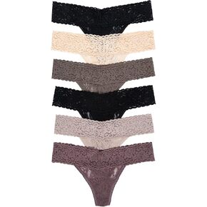 Felina Stretchy Lace Low Rise Thong - Sexy Underwear for Women, Thongs for Women, Seamless Panties for Women (6-Pack) in Saudi Arabia