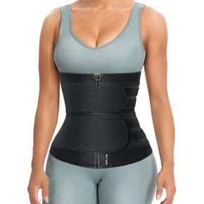 HOPLYNN Sweat Waist Trainer for Women Two Belts, Neoprene Workout Corset Waist Trainer Cincher Trimmer Shaper Zipper