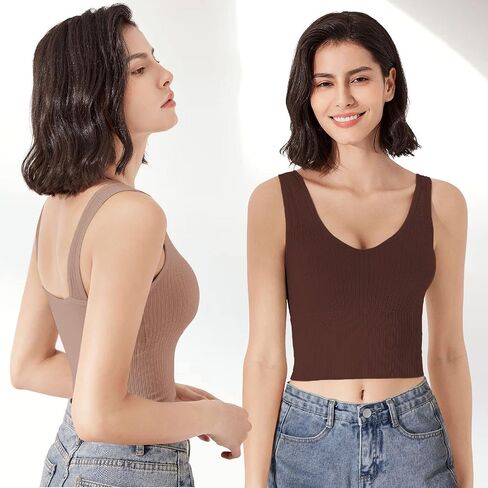 Eleplus 4 Pieces Comfy Cami Bra for Women Crop Top Yoga Bralette Longline Padded Lounge Bra Pack of 4 in Saudi Arabia