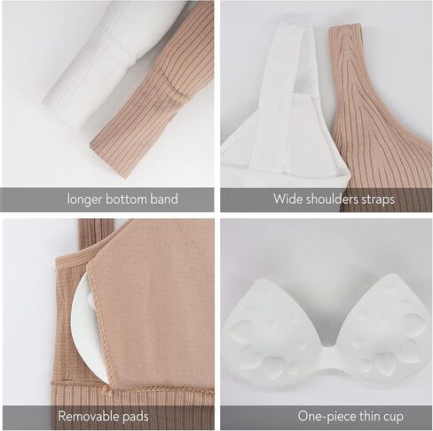 Eleplus 4 Pieces Comfy Cami Bra for Women Crop Top Yoga Bralette Longline Padded Lounge Bra Pack of 4 in Saudi Arabia