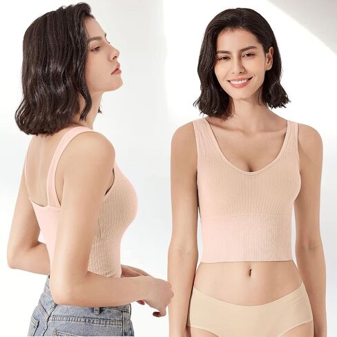 Eleplus 4 Pieces Comfy Cami Bra for Women Crop Top Yoga Bralette Longline Padded Lounge Bra Pack of 4 in Saudi Arabia