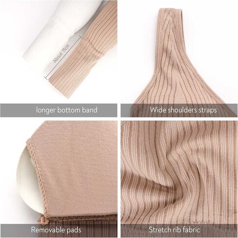 Eleplus 4 Pieces Comfy Cami Bra for Women Crop Top Yoga Bralette Longline Padded Lounge Bra Pack of 4 in Saudi Arabia