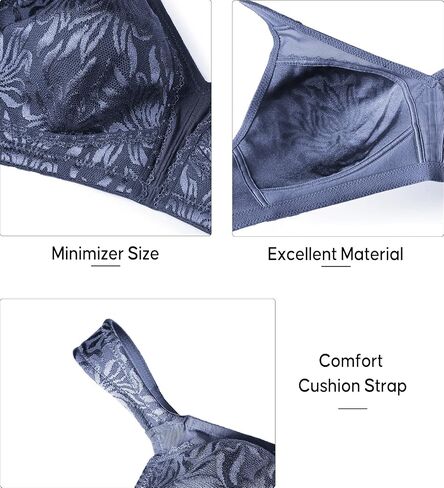 ZeroBound Women's Minimizer Bras Comfort Cushion Strap Wirefree Full Coverage Large Bust Non-Padded Bra in Kuwait
