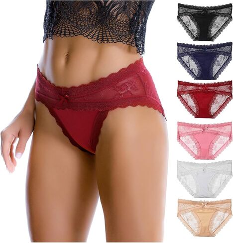 LEVAO Women Lace Underwear Sexy Breathable Hipster Panties Stretch Seamless Bikini Briefs Multipack in Saudi Arabia