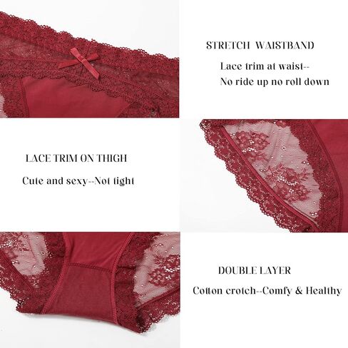 LEVAO Women Lace Underwear Sexy Breathable Hipster Panties Stretch Seamless Bikini Briefs Multipack in Saudi Arabia