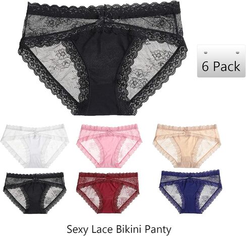 LEVAO Women Lace Underwear Sexy Breathable Hipster Panties Stretch Seamless Bikini Briefs Multipack in Saudi Arabia