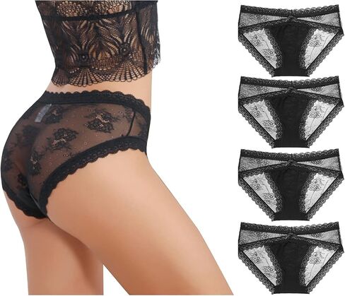 LEVAO Women Lace Underwear Sexy Breathable Hipster Panties Stretch Seamless Bikini Briefs Multipack in Saudi Arabia