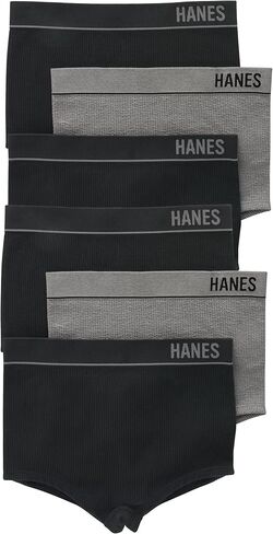 سراويل Hanes النسائية الأصلية بدون خياطة ومضلعة قابلة للتمدد، ملابس داخلية متنوعة، 6 قطع in Kuwait