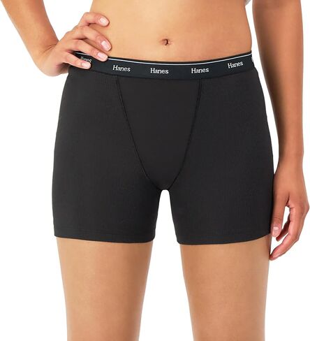 مجموعة ملابس داخلية نسائية من Hanes Originals بوكسر متوسط ​​الفخذ، ملابس داخلية قطنية قابلة للتمدد، 4 قطع in Saudi Arabia