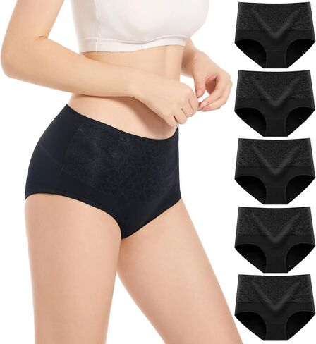 youlehe Women's Cotton Underwear Briefs High Waist Full Coverage Soft Breathable Panties in Kuwait