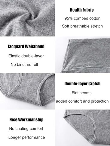 youlehe Women's Cotton Underwear Briefs High Waist Full Coverage Soft Breathable Panties in Kuwait