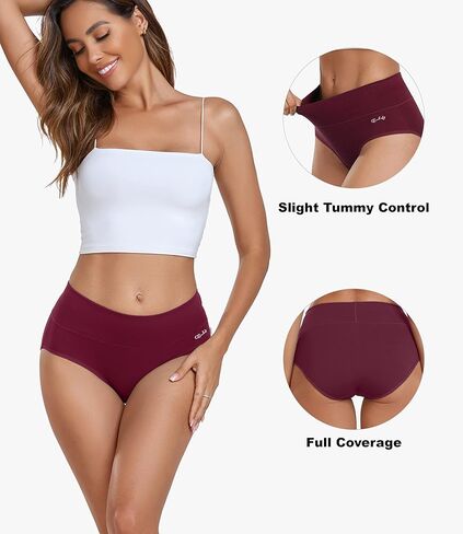 ملابس داخلية نسائية من القطن عالية الخصر من coskefy سراويل داخلية ناعمة قابلة للتنفس سراويل داخلية نسائية بدون خياطة 5 عبوات in Saudi Arabia