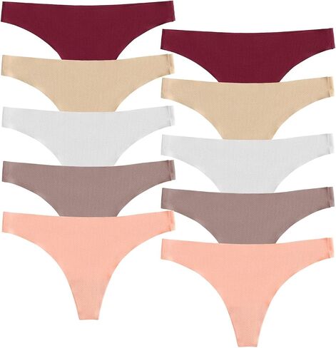 POKARLA Seamless Thongs for Women No Show Underwear Pack of 10 in Saudi Arabia