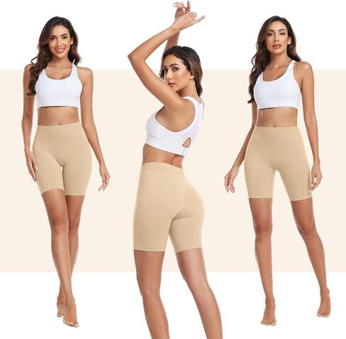 FRESBEIT Slip Shorts for Under Dresses Anti Chafing Yoga Biker Shorts Women | 3 Pack no roll up cooling breathable panties comfortable cmooth safety shorts workout shorts in Kuwait