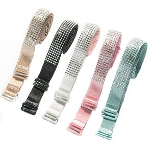 Women Sexy Invisiable Rhinestones Bra Shoulder Strap Non-Slip Adjustable Accessories Ladies Lingerie Bra Straps 3Pairs / Pack