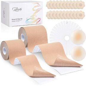 شريط كريمافي بوب 2 شريط بوبيتاب لرفع الثدي، شريط رفع الثدي للثدي الكبير مع غطاءين للحلمات من السيليكون قابلين لإعادة الاستخدام، حمالة صدر لاصقة لتحقيق الرفع والدفع لأعلى، مناسبة لكأس A-G باللون البيج in Kuwait