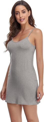 ACIEMR Women's Full Slip Lingerie Under Dress Spaghetti Adjustable Strap V Neck Camisole Slips Dress Undergarment Nightwear in Saudi Arabia