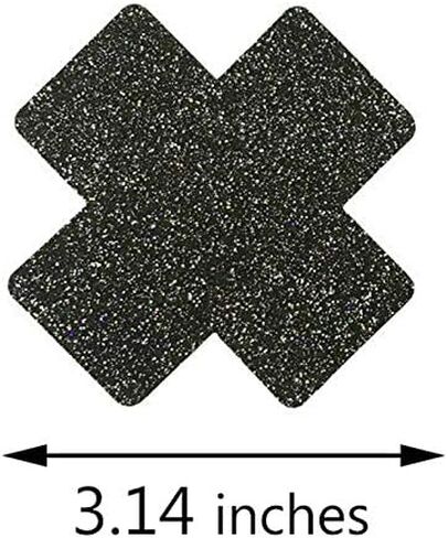أغطية حلمات IKAXON Glitters Pasties، ملصقات حلمات متعددة التصميم للاستعمال مرة واحدة، مقاومة للماء (أسود) in Kuwait