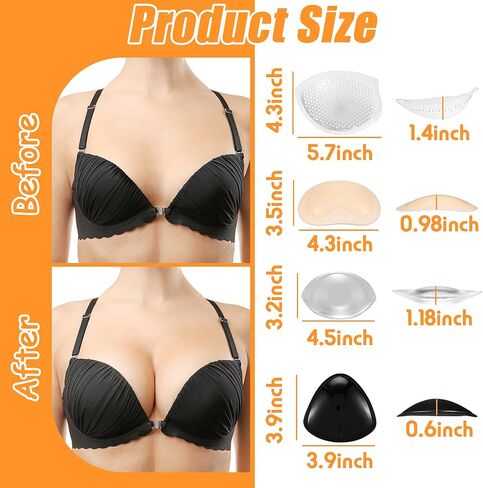4 Pairs Silicone Bra Inserts Breathable Breast Enhancers Waterproof Push Up Bra Pads Non Slip Bra Cups Reusable Bra Padding for Sports Bra Swimsuits Bikini Swimsuits Dress Women Girls in Saudi Arabia