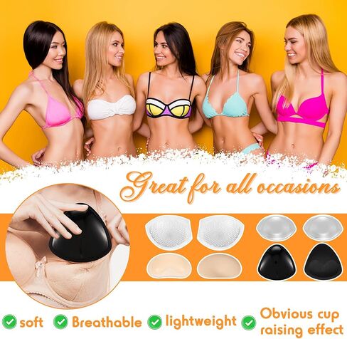 4 Pairs Silicone Bra Inserts Breathable Breast Enhancers Waterproof Push Up Bra Pads Non Slip Bra Cups Reusable Bra Padding for Sports Bra Swimsuits Bikini Swimsuits Dress Women Girls in Saudi Arabia