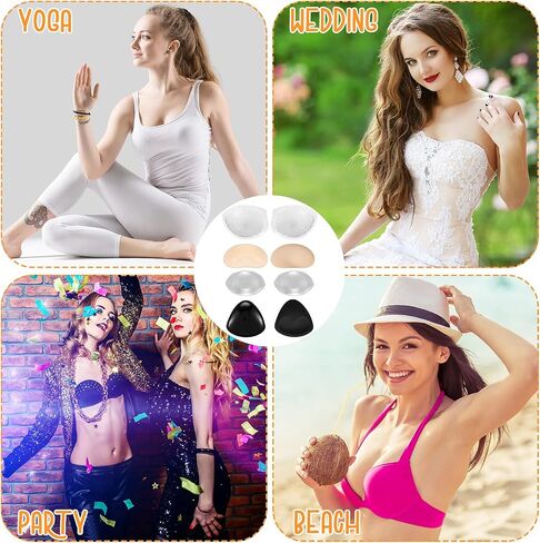 4 Pairs Silicone Bra Inserts Breathable Breast Enhancers Waterproof Push Up Bra Pads Non Slip Bra Cups Reusable Bra Padding for Sports Bra Swimsuits Bikini Swimsuits Dress Women Girls in Saudi Arabia