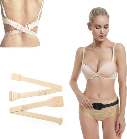 ZZV Low Back Bra Converter,2 Sides Adjustable Bra Strap Extender Converter, Backless Bra Strap Extenders with 2,3 Hooks in Kuwait