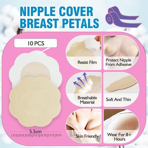 OK TAPE Breast Lift Tape, Boob Tape for Large Breasts Lift A-G Cup, Invisible bra with 5 Pairs Nipple Cover Set, 3" x 16.4ft in Kuwait
