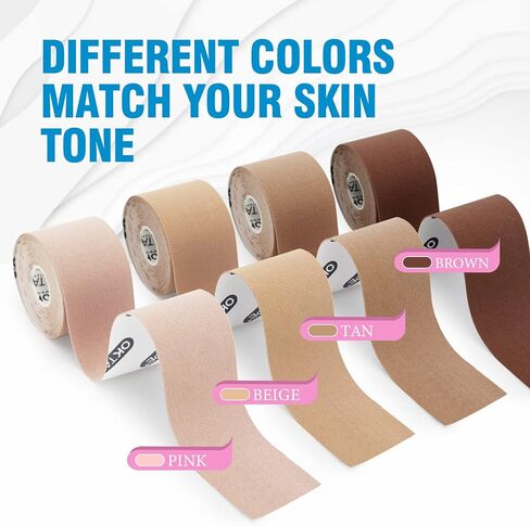 OK TAPE Breast Lift Tape, Boob Tape for Large Breasts Lift A-G Cup, Invisible bra with 5 Pairs Nipple Cover Set, 3" x 16.4ft in Kuwait