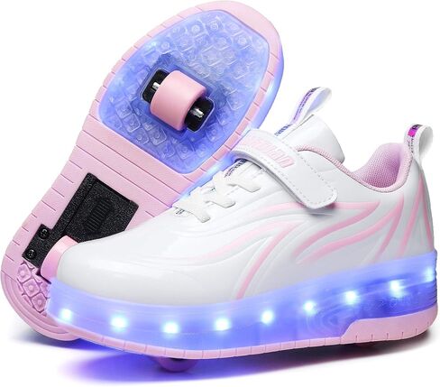 HHSTS Kids Shoes with Wheels LED Light Color Shoes Shiny Roller Skates Skate Shoes Simple Kids Gifts Boys Girls The Best Gift for Party Birthday Christmas Day in Saudi Arabia